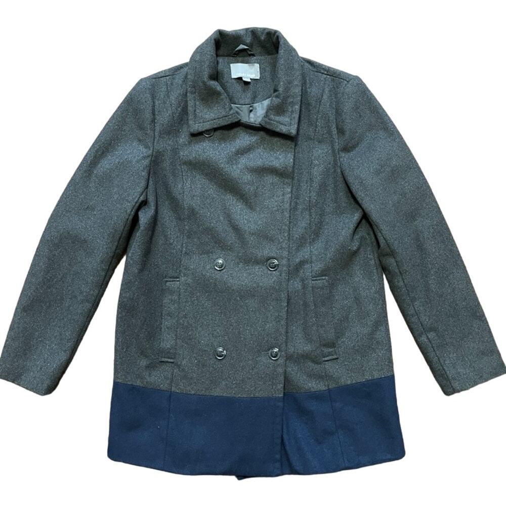 TINLEY ROAD Double Breasted Pea Coat in Gray & Navy Blue  SZ L